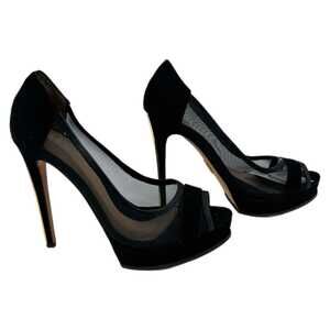 Herve Leger Black Peep Toe Stiletto Heels | Size 39.5EU